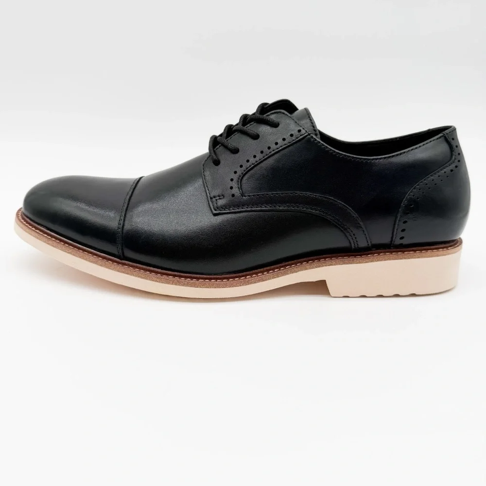Stacy Adams Wesbridge Leather Cap Toe Oxford Dress Shoes Lace-Up Black 7.5 NEW